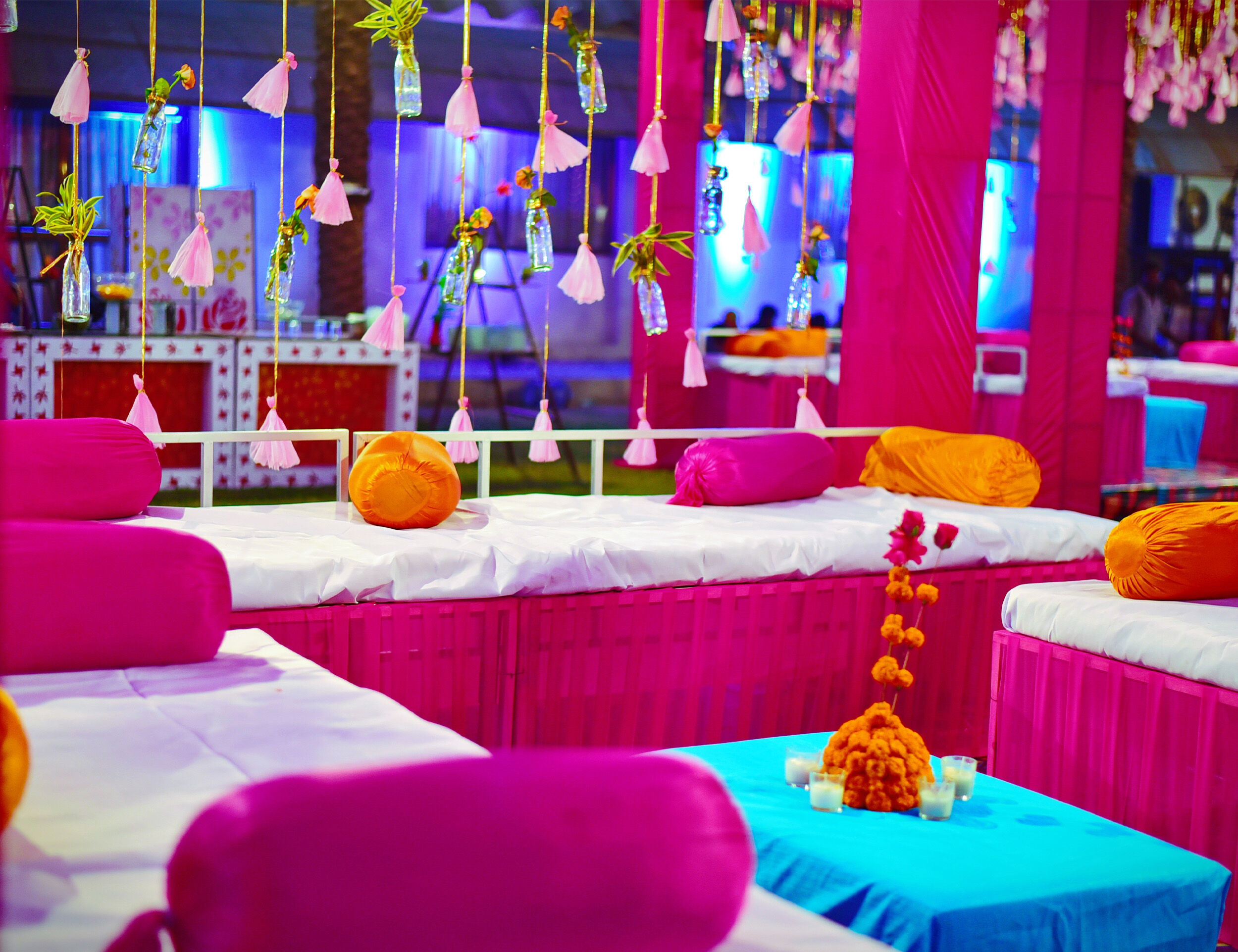 Exquisite handmade mehendi decoration with intricate details and artistic floral setups